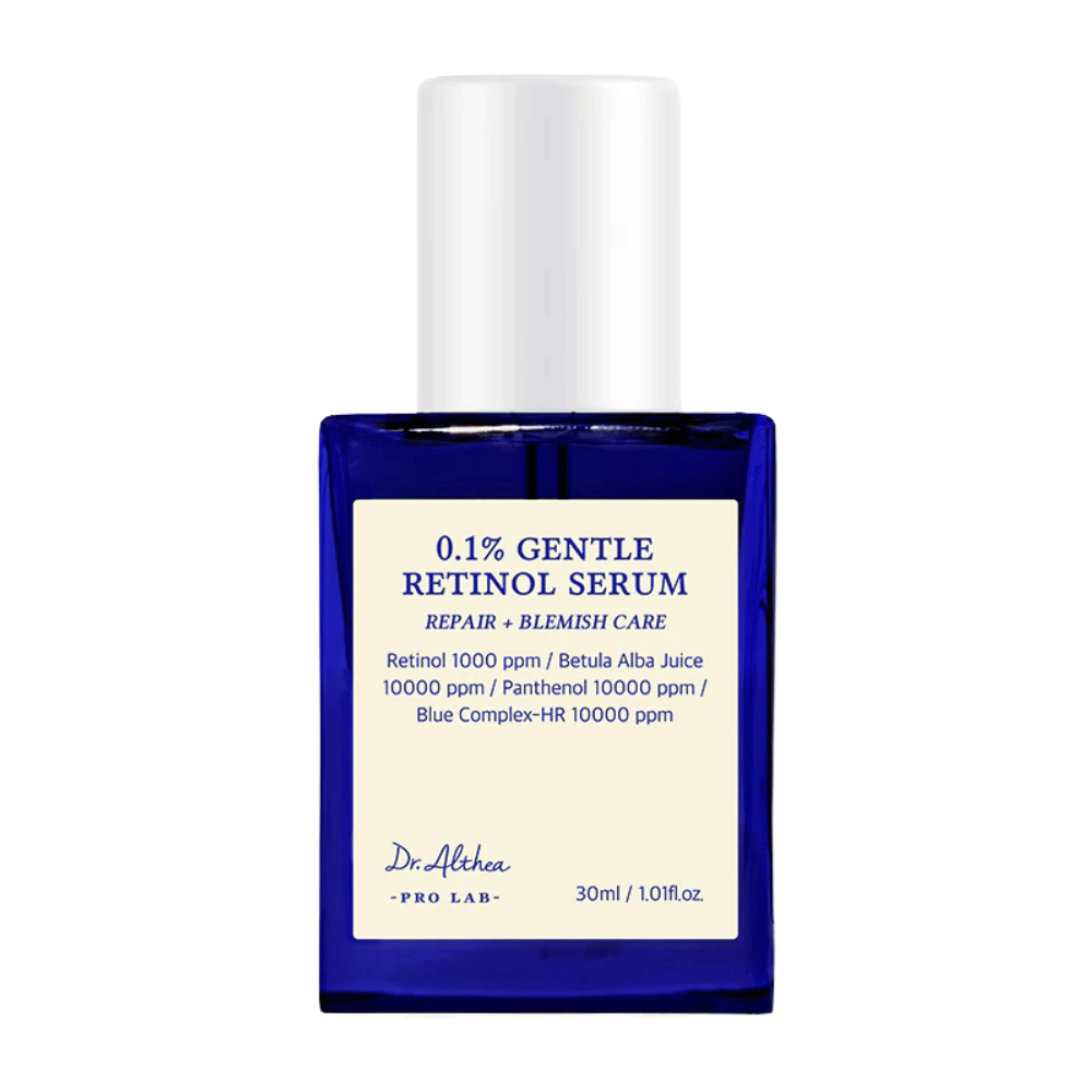 Slika izdelka Dr. Althea 0.1% Gentle Retinol Serum – nežen retinol serum, ki spodbuja obnovo kože, izenačuje ten kože in zmanjšuje nečistoče.