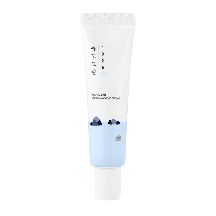 Round Lab 1025 Dokdo Eye Cream slika izdelka z minimalističnim dizajnom, vlažilna formula za občutljivo kožo in izboljšano elastičnost kože