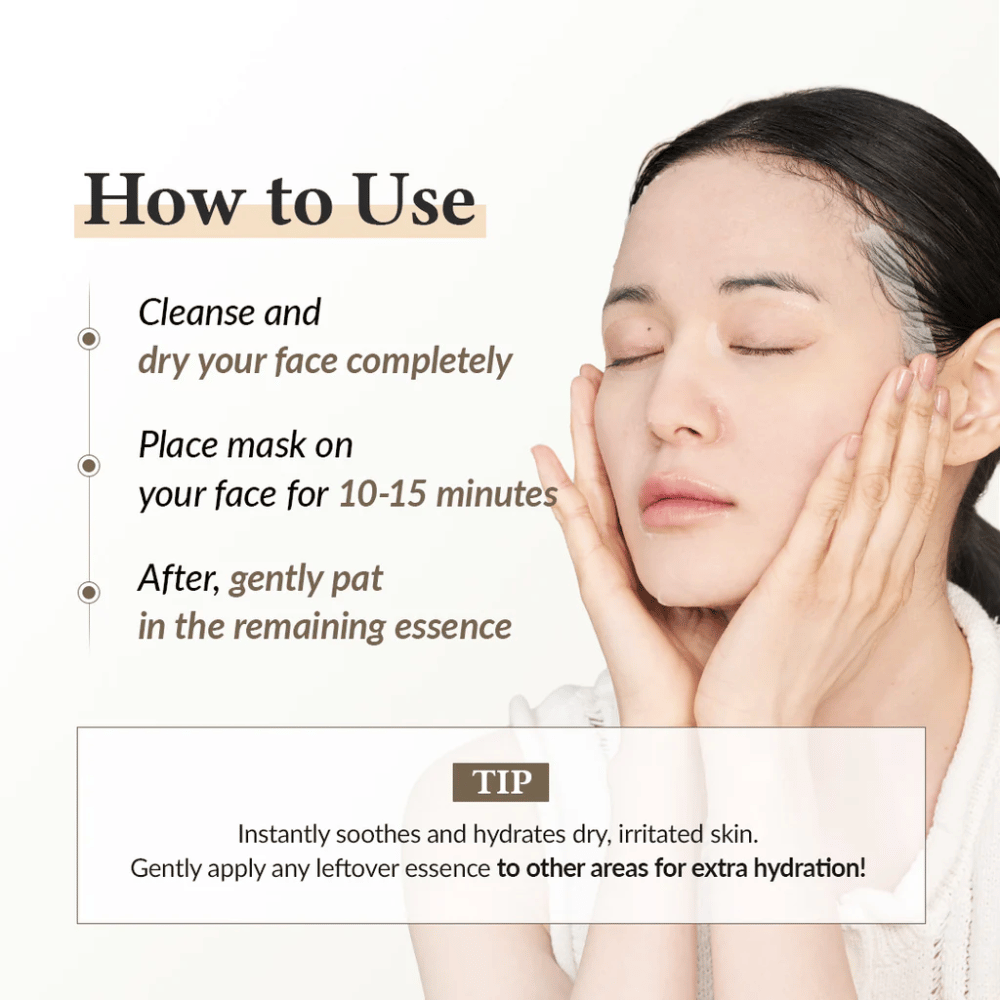 Kako uporabiti Dr. Althea 345 Relief Cream Mask sheet mask – nanesite za 10–15 minut za navlaženo in pomirjeno kožo