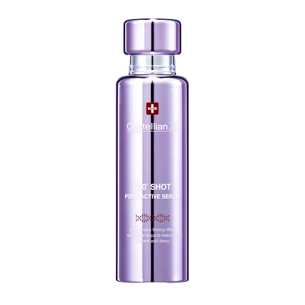 Centellian24 360º Shot PDRN Active Serum – korejski PDRN-serum v vijolični steklenički za večjo elastičnost, globoko vlaženje in čvrsto, bolj prožno kožo.