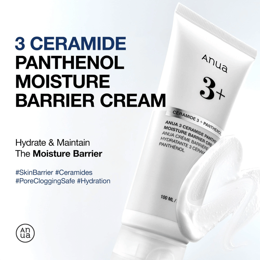 Anua 3 Ceramide Panthenol Moisture Barrier Cream – vlaži in krepi zaščitno pregrado kože.