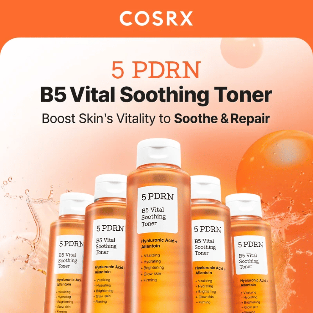 COSRX 5 PDRN B5 Vital Soothing Toner 280 ml spodbuja vitalnost kože in obnavlja suho ter stresno kožo