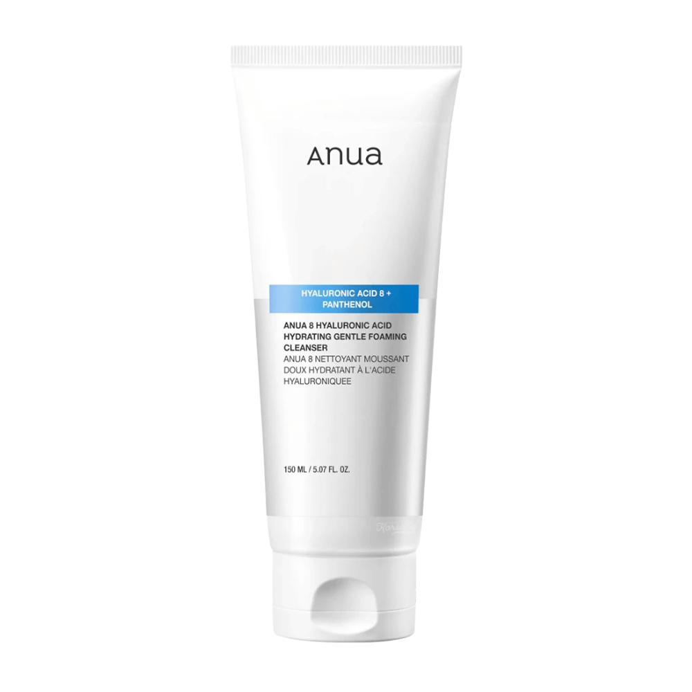 Anua 8 Hyaluronic Acid Hydrating Gentle Foaming Cleanser je nežen čistilni gel, ki združuje osem vrst hialuronske kisline in pantenol za zagotavljanje intenzivne hidracije in zaščito kožne bariere. Ustvari mehko in bogato peno, ki učinkovito odstranjuje umazanijo in ličila, ne da bi izsušila kožo.