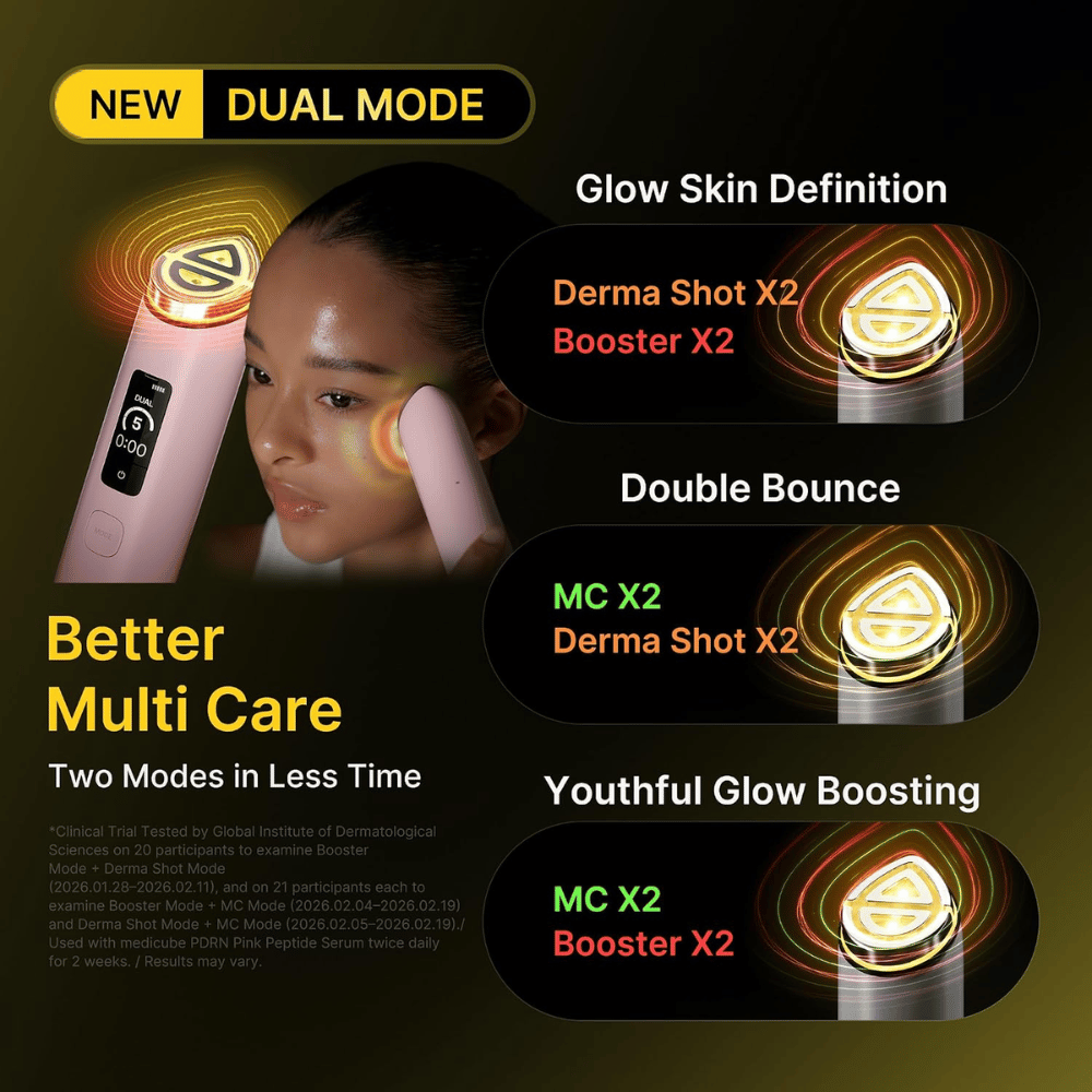 medicube AGE-R Booster Pro X2 Dual Mode s kombiniranimi načini nege kože za sijaj, čvrstost in izboljšano teksturo kože