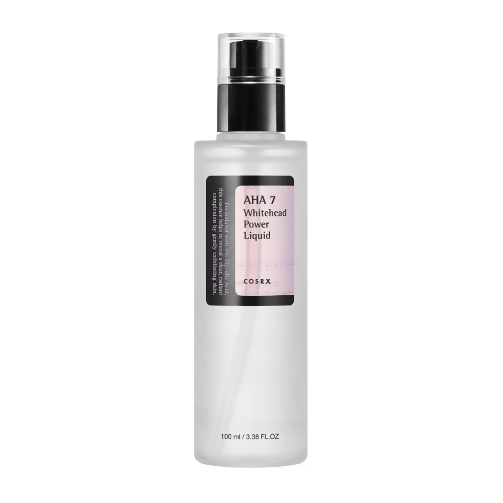COSRX AHA 7 Whitehead Power Liquid steklenica 100 ml, učinkovito luščenje s 7 % glikolne kisline proti belim ogrcem in neenakomernemu tenu kože.