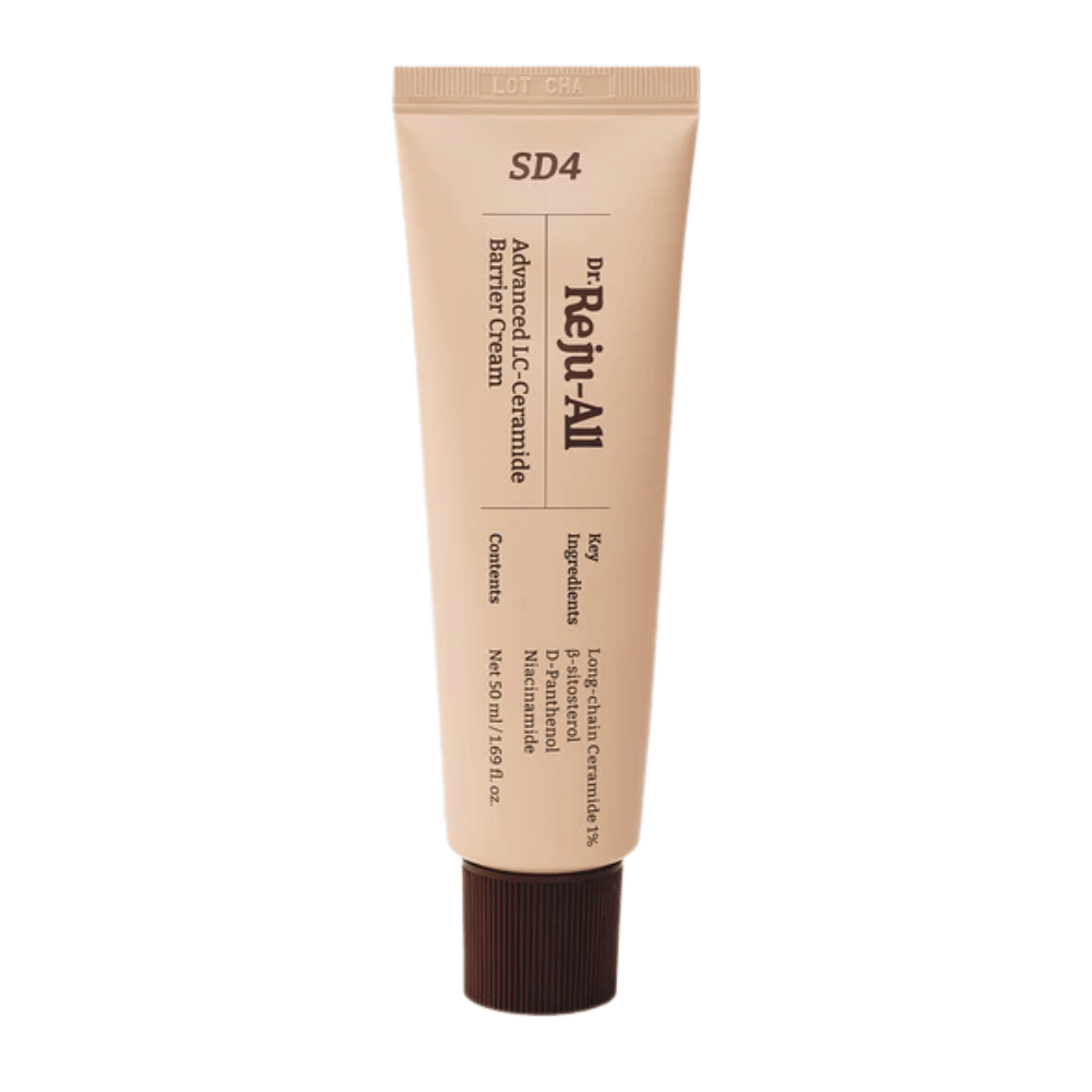 Dr. Reju-All Advanced LC-Ceramide Barrier Cream SD4 – korejska krema za obraz z lahko lipidno-vodno teksturo, ki krepi kožno pregrado in je primerna za občutljivo in suho kožo.