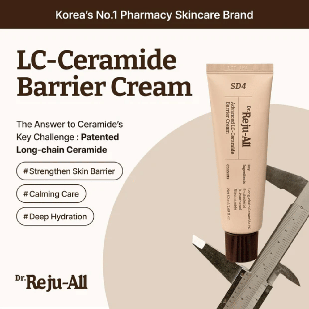 Dr. Reju-All Advanced LC-Ceramide Barrier Cream iz Koreje – zaščitna krema s patentiranimi dolgimi ceramidi za globinsko vlaženje, pomirjujočo nego in zaščito pred zunanjimi dražljaji.