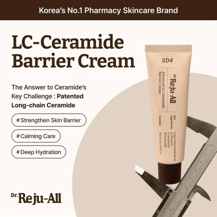 Dr. Reju-All Advanced LC-Ceramide Barrier Cream iz Koreje – zaščitna krema s patentiranimi dolgimi ceramidi za globinsko vlaženje, pomirjujočo nego in zaščito pred zunanjimi dražljaji.