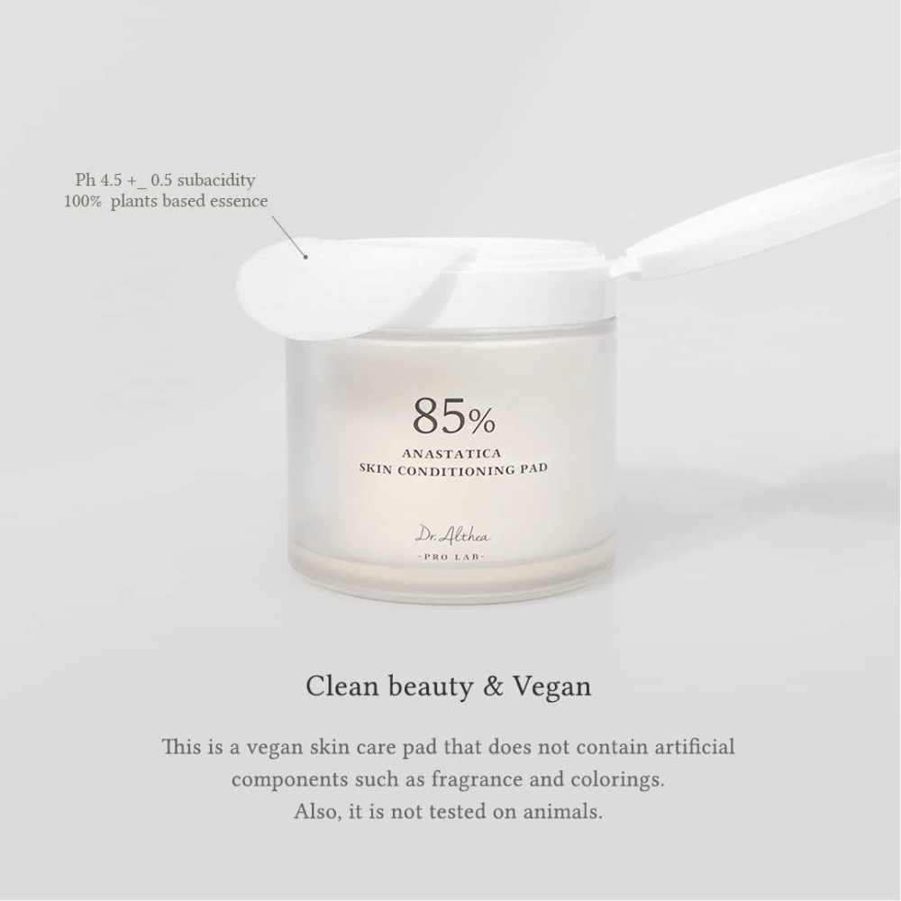 Dr. Althea 85% Anastatica Skin Conditioning Pad so veganske toner pads brez umetnih dišav in barvil, razvite za občutljivo kožo.