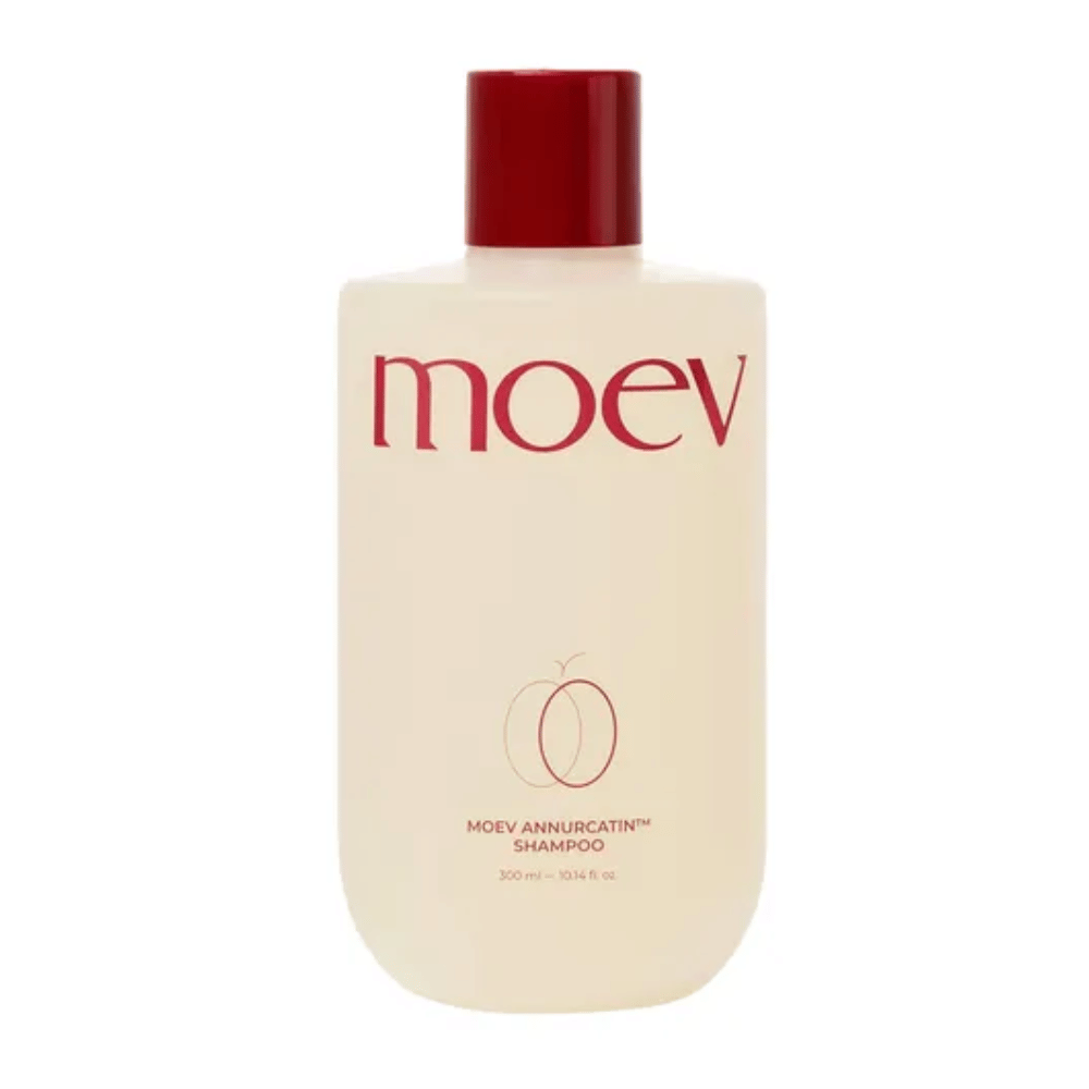 MOEV Annurcatin Shampoo 300 ml – hranilen, veganski šampon obogaten z Annurca jabolkom, biotinom in kofeinom, ki krepi lase in spodbuja zdravo lasišče.