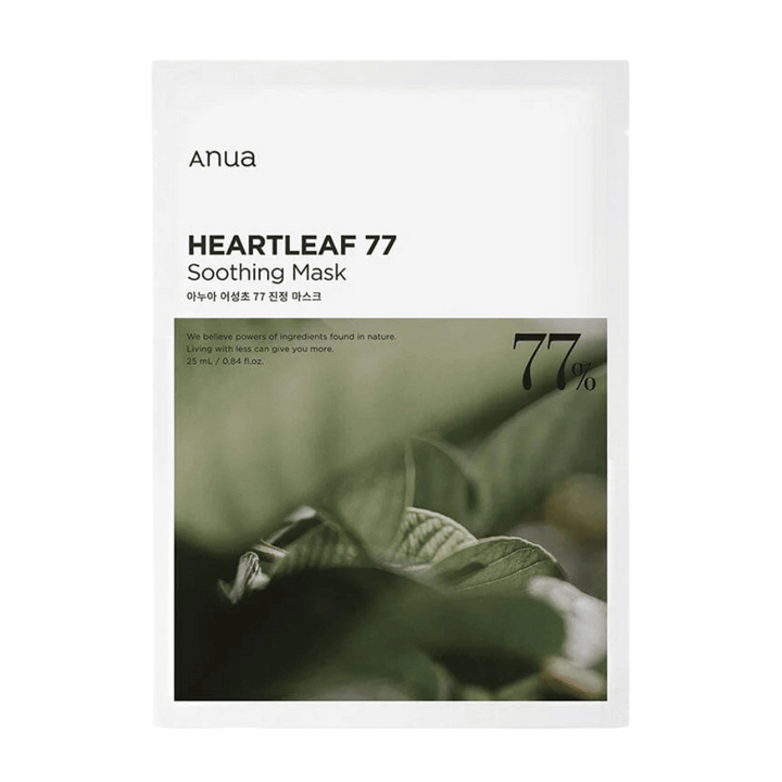 Anua Heartleaf 77% Pomirjevalna maska za obraz.
