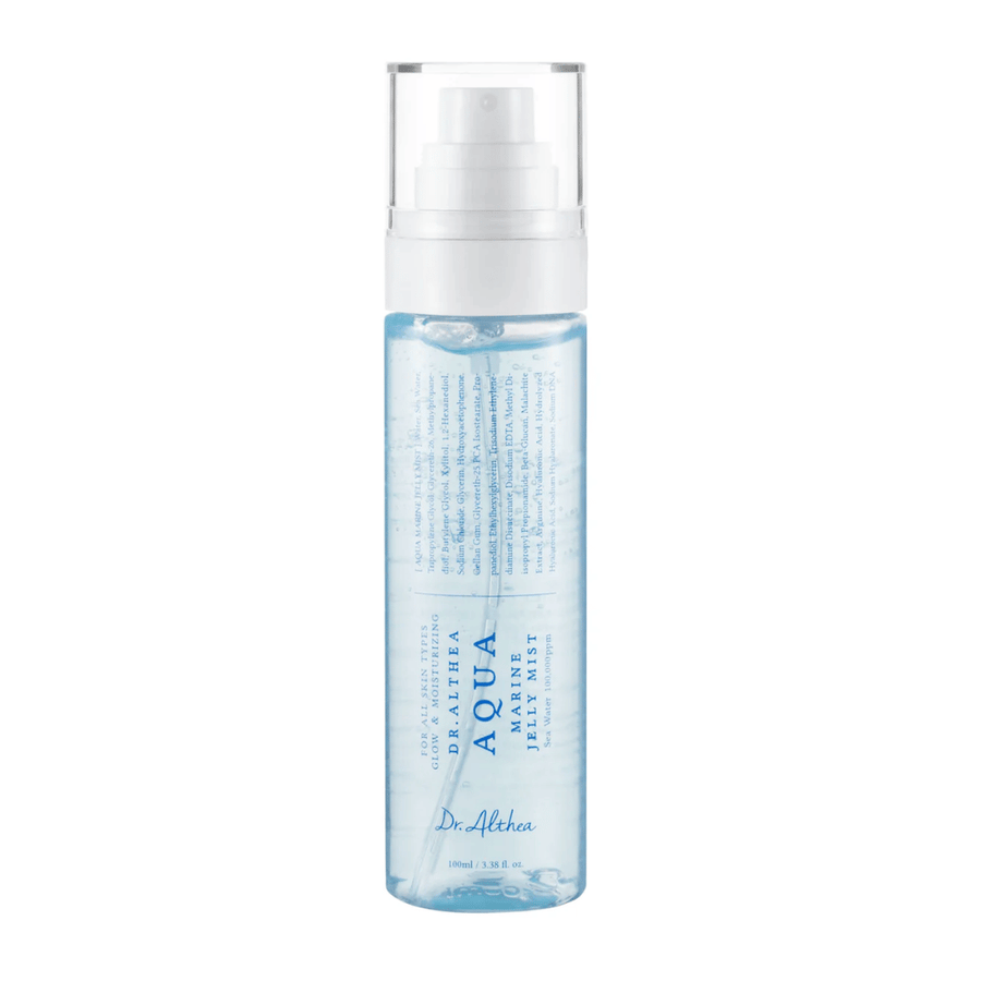 Slika izdelka Dr. Althea Aqua Marine Jelly Mist s prozorno embalažo in gelasto formulo