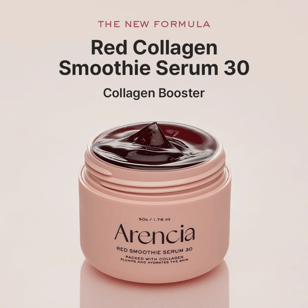 Arencia Red Smoothie Serum 30 v roza lončku, nova formula, ki deluje kot ojačevalec kolagena.