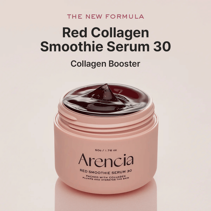 Arencia Red Smoothie Serum 30 v roza lončku, nova formula, ki deluje kot ojačevalec kolagena.