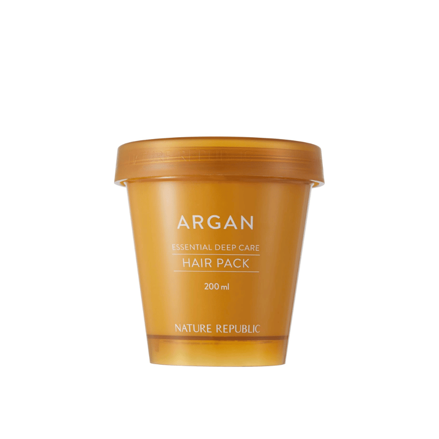Slika izdelka Nature Republic Argan Essential Moisture Repairing Hair Mask 200 ml – vlažilna maska za lase z arganovim oljem.