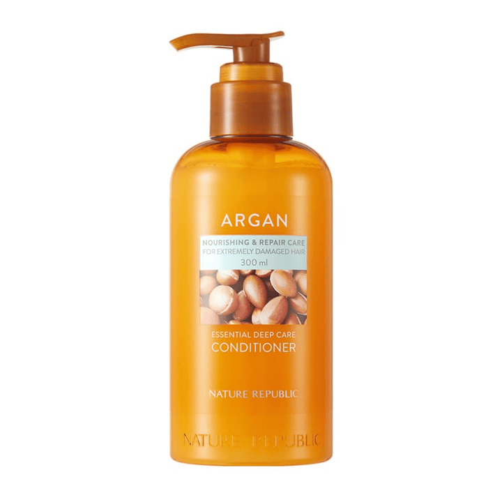 Slika izdelka Nature Republic Argan Essential Moisture Repairing Conditioner 300 ml za suhe in poškodovane lase.