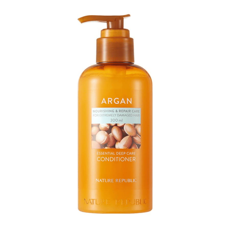 Slika izdelka Nature Republic Argan Essential Moisture Repairing Conditioner 300 ml za suhe in poškodovane lase.