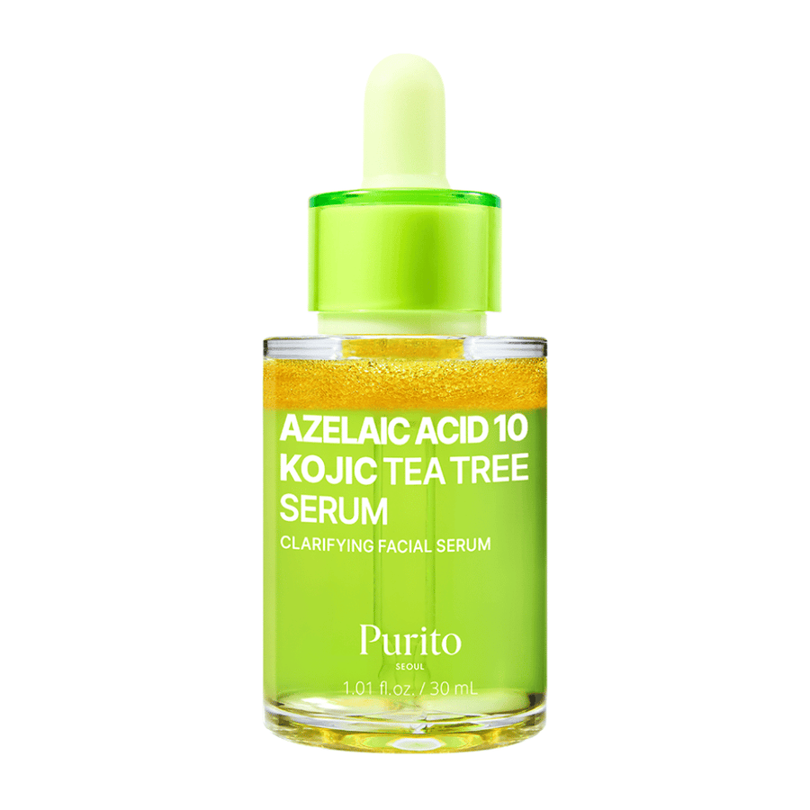 Slika izdelka Purito Azelaic Acid 10 Kojic Tea Tree Serum 30 ml. Čistilni serum za obraz za neenakomeren ten kože in nečistoče.