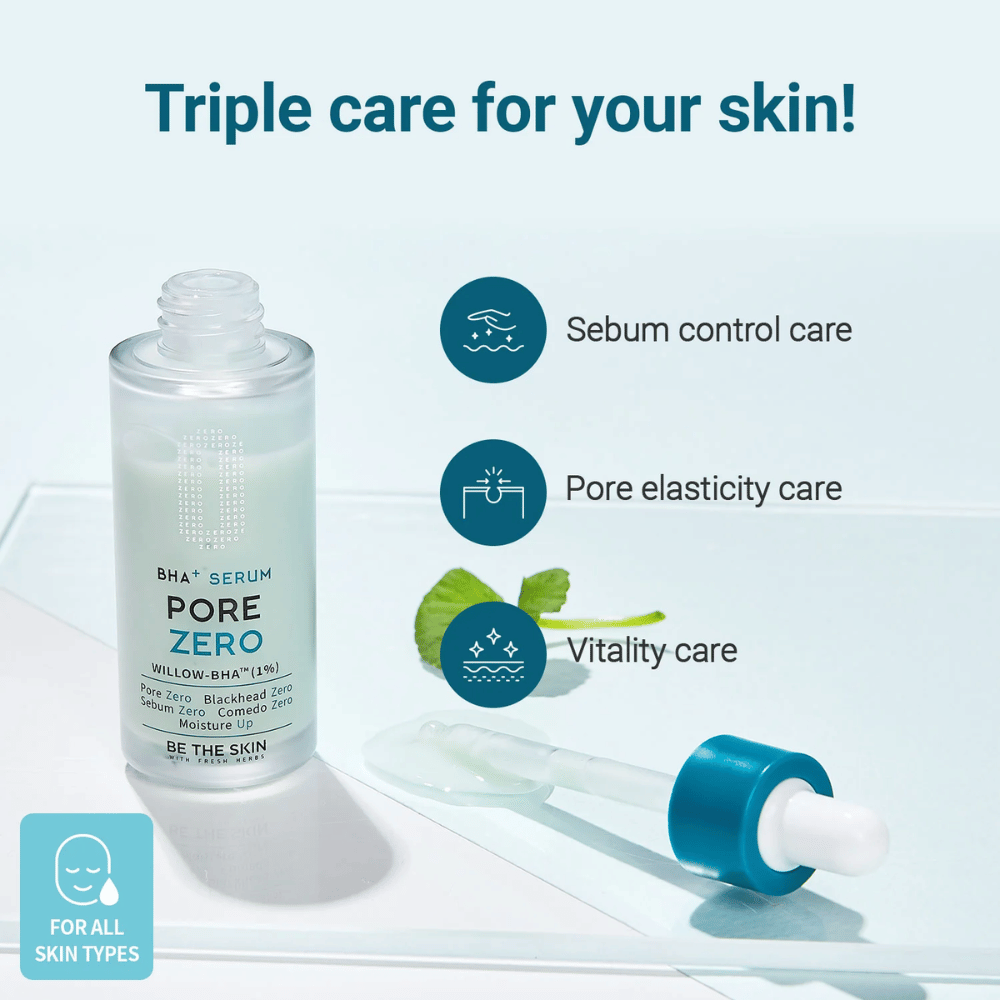 Be The Skin BHA+ Pore Zero Serum z BHA za nadzor sebuma in vidno manjše pore