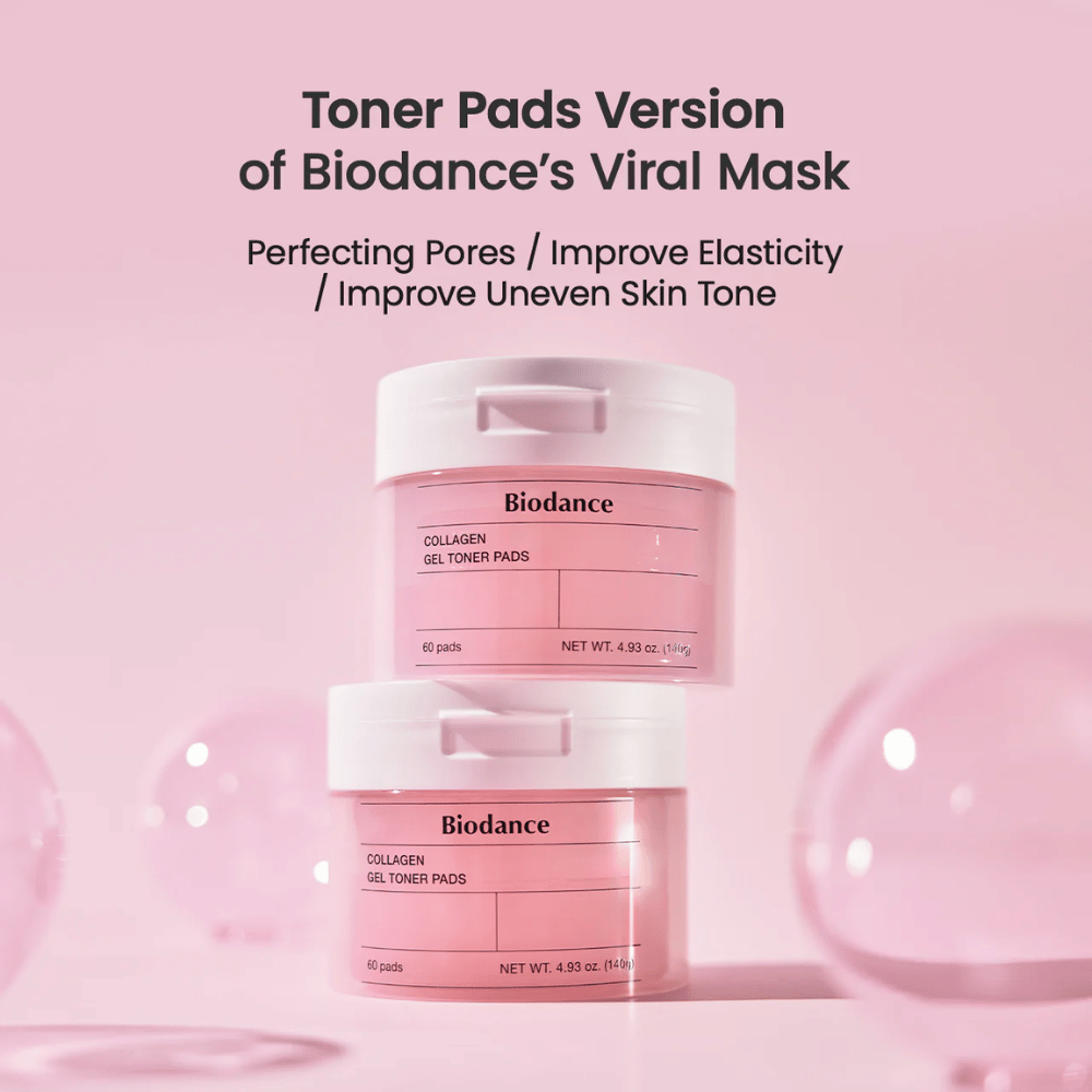 Biodance Collagen Gel Toner Pads združujejo kolagen in negovalne sestavine za izboljšanje por, izboljšanje elastičnosti kože in izenačevanje tena. Popolno za vsakodnevno osvežitev in sijočo kožo.