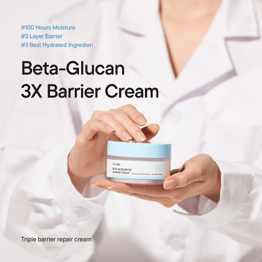 iUNIK Beta-Glucan 3X Barrier Cream vlažilna krema za obraz za suho in občutljivo kožo s trojno nego bariere