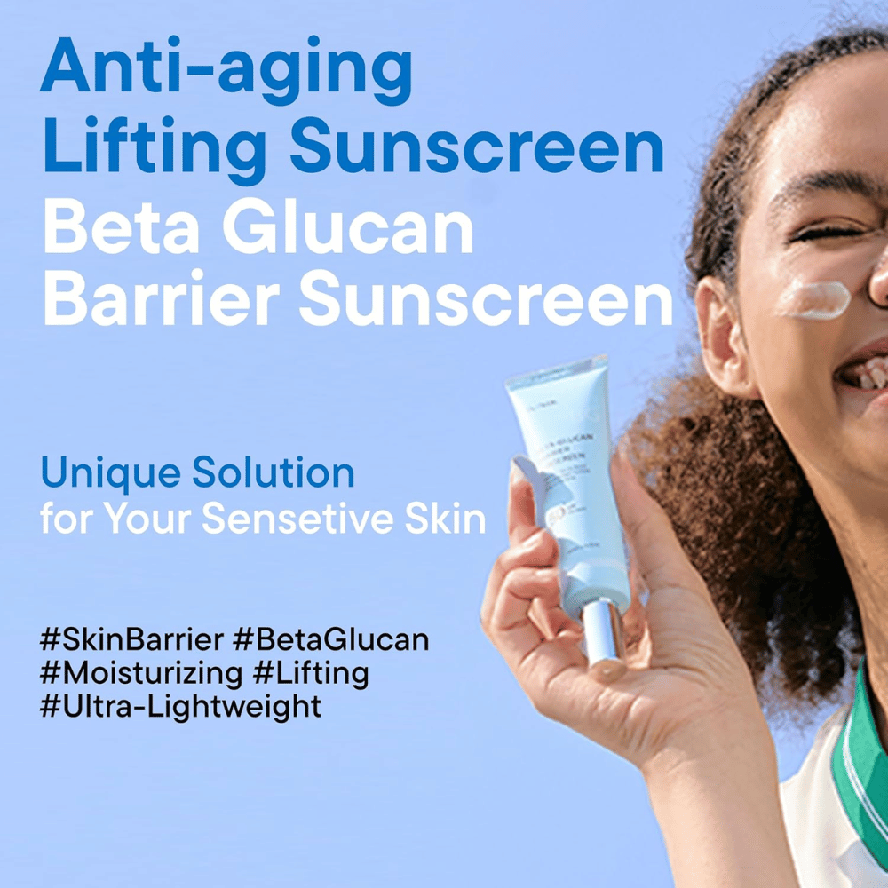 iUNIK Beta-Glucan Barrier Sunscreen SPF50+ PA++++ zaščita pred soncem za občutljivo kožo z beta-glukanom in peptidi proti staranju