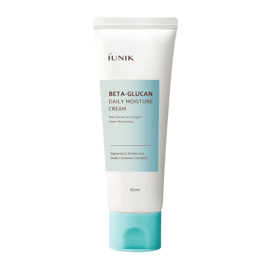 Izrezana slika izdelka iUNIK Beta-Glucan Daily Moisture Cream 60 ml. Dizajn tube in ime izdelka sta jasno prikazana na nevtralnem ozadju, kar zagotavlja čisto in profesionalno predstavitev izdelka.