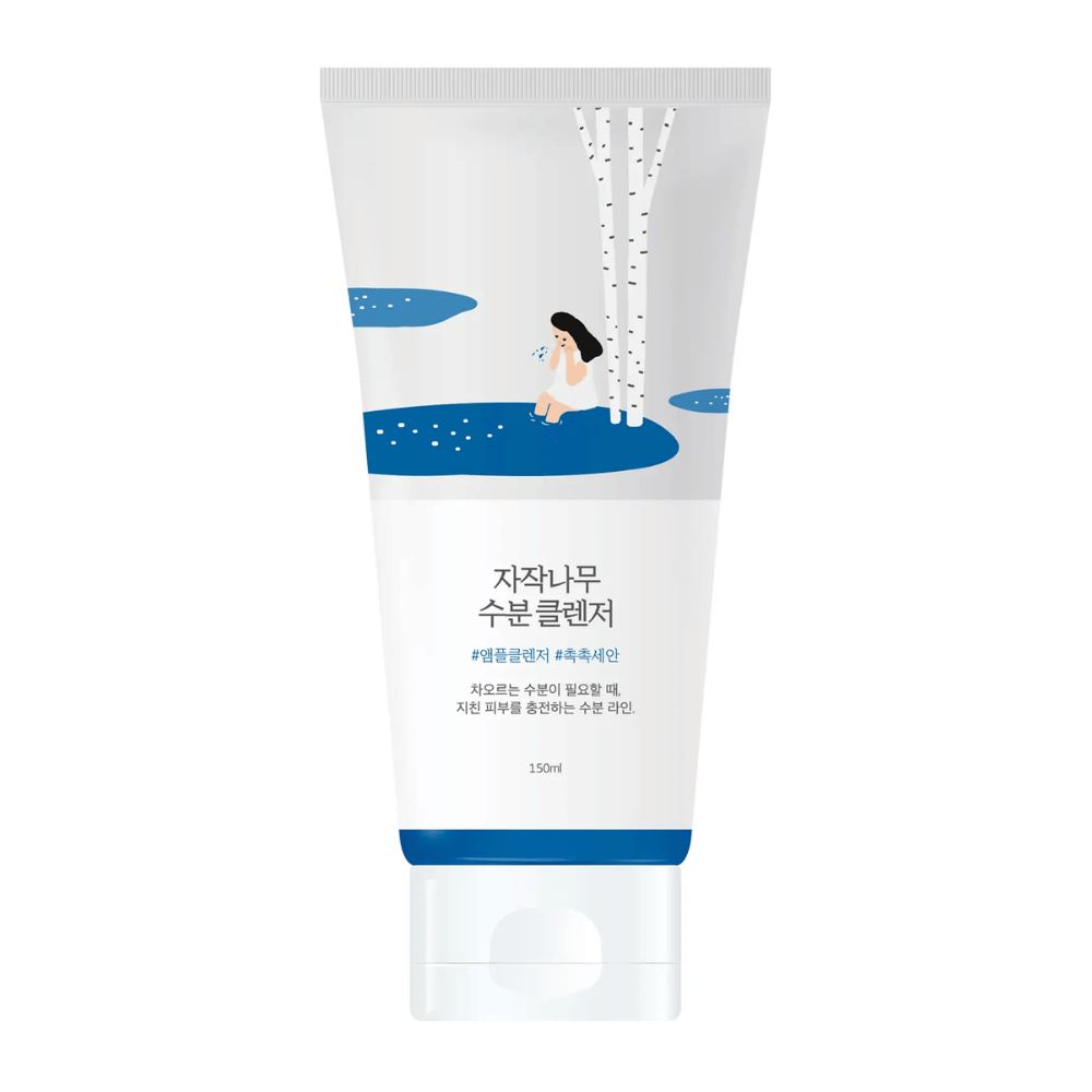 ROUND LAB Birch Juice Moisturizing Cleanser 150 ml v tubi, nežno in vlažilno čistilo za obraz z brezovo vodo, ki nežno čisti brez izsuševanja kože in je primerno za vse tipe kože, tudi občutljivo kožo.