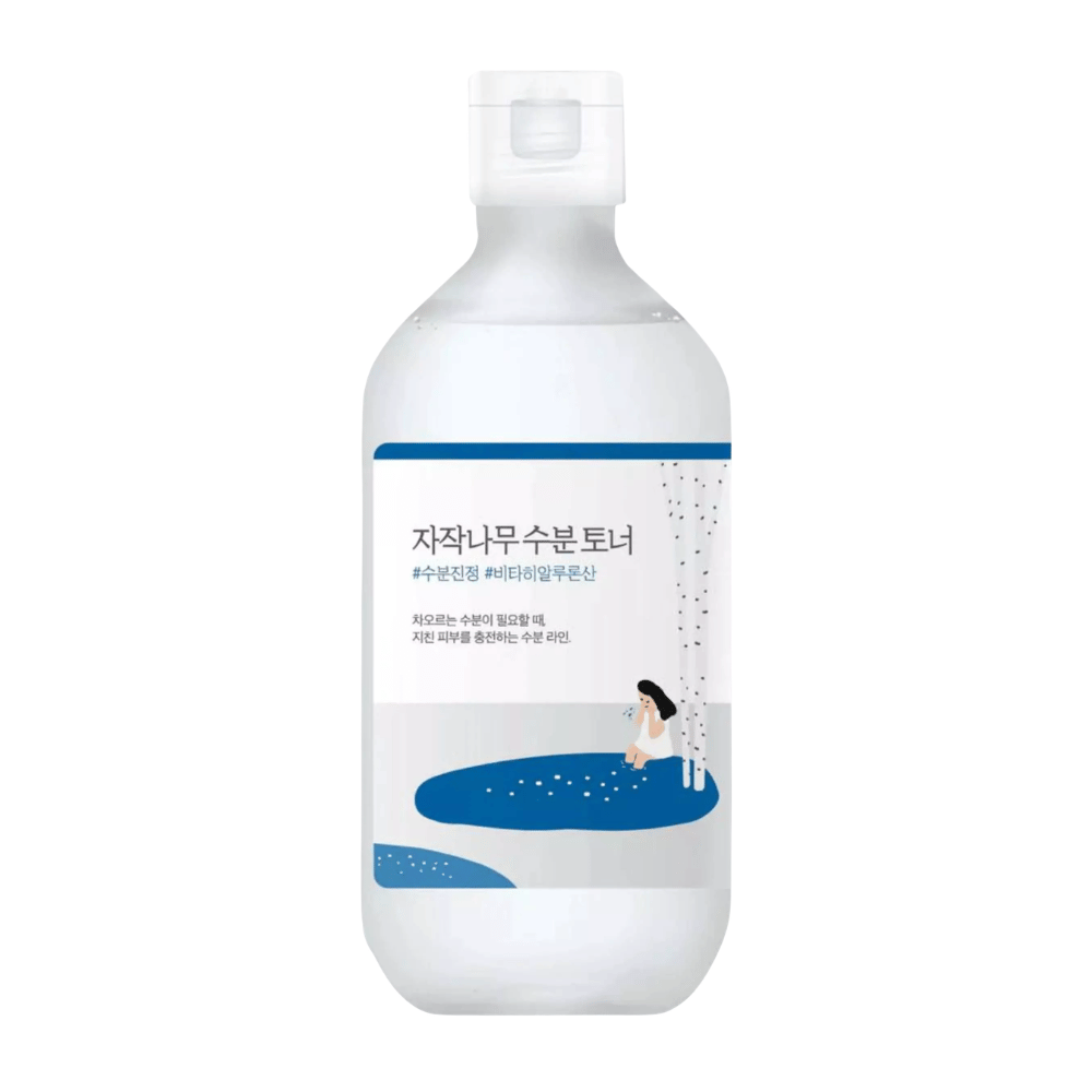 Ravna slika izdelka ROUND LAB Birch Juice Moisturizing Toner na belem ozadju