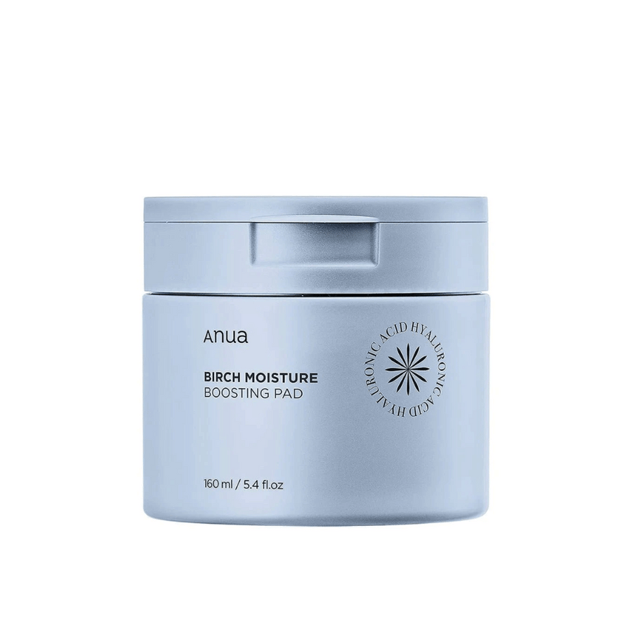 Slika izdelka Anuas "Birch Moisture Boosting Pad", vlažilna blazinica s 160 ml vsebine. Enostavna, modra embalaža.