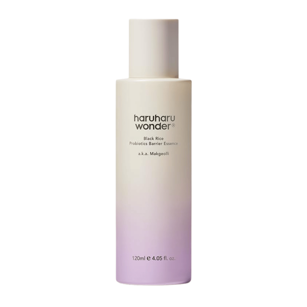 Haruharu Wonder Black Rice Probiotics Barrier Essence 120 ml z lahko formulo, ki krepi kožo in daje naraven sijaj