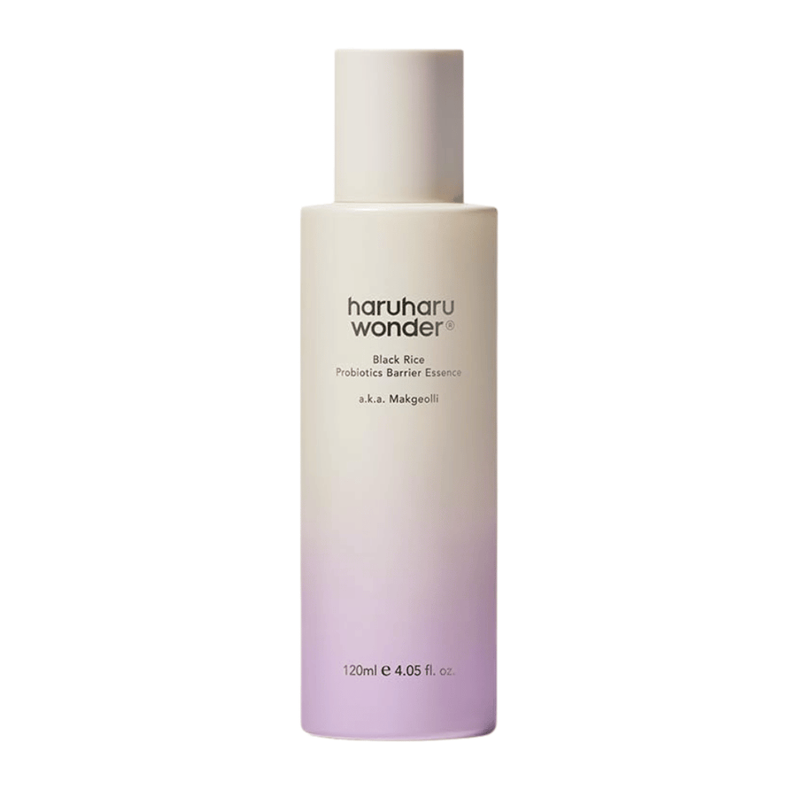 Haruharu Wonder Black Rice Probiotics Barrier Essence 120 ml z lahko formulo, ki krepi kožo in daje naraven sijaj
