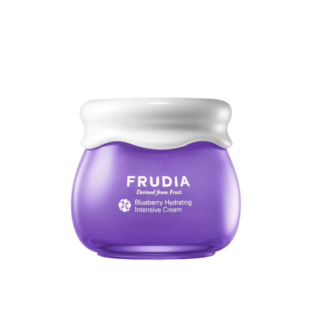 FRUDIA Blueberry Hydrating Intensive Cream – vlažilna krema za obraz z izvlečkom borovnic, ki krepi kožno pregrado in zagotavlja dolgotrajno vlago