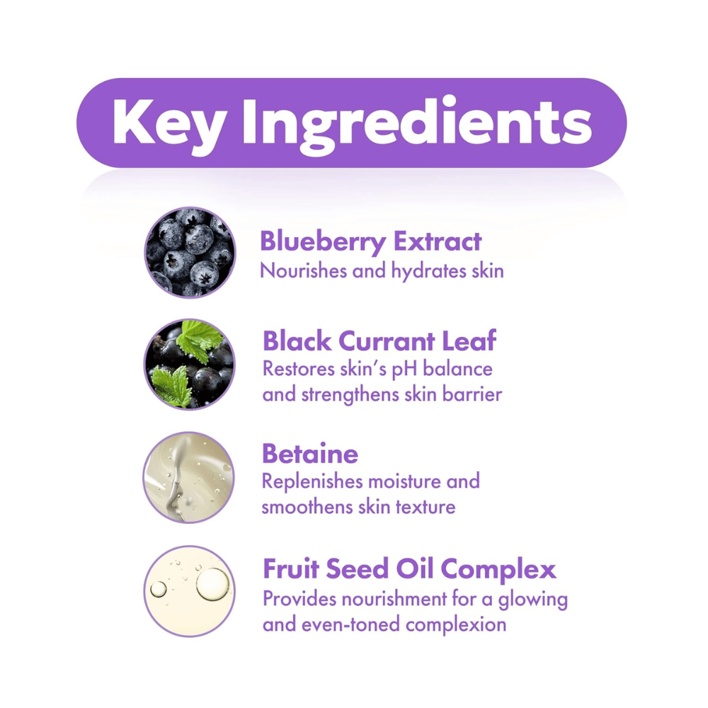 Ključne sestavine v FRUDIA Blueberry Hydrating Intensive Cream z izvlečkom borovnic, listi črnega ribeza, betainom in kompleksom sadnih semen