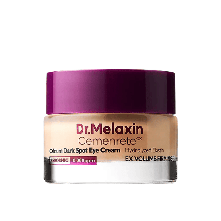 Dr.Melaxin Cemenrete Calcium Dark Spot Eye Cream v celotni sliki na beli podlagi, korejska krema za oči, ki preprečuje pigmentacijo, utrujeno kožo in znake staranja.