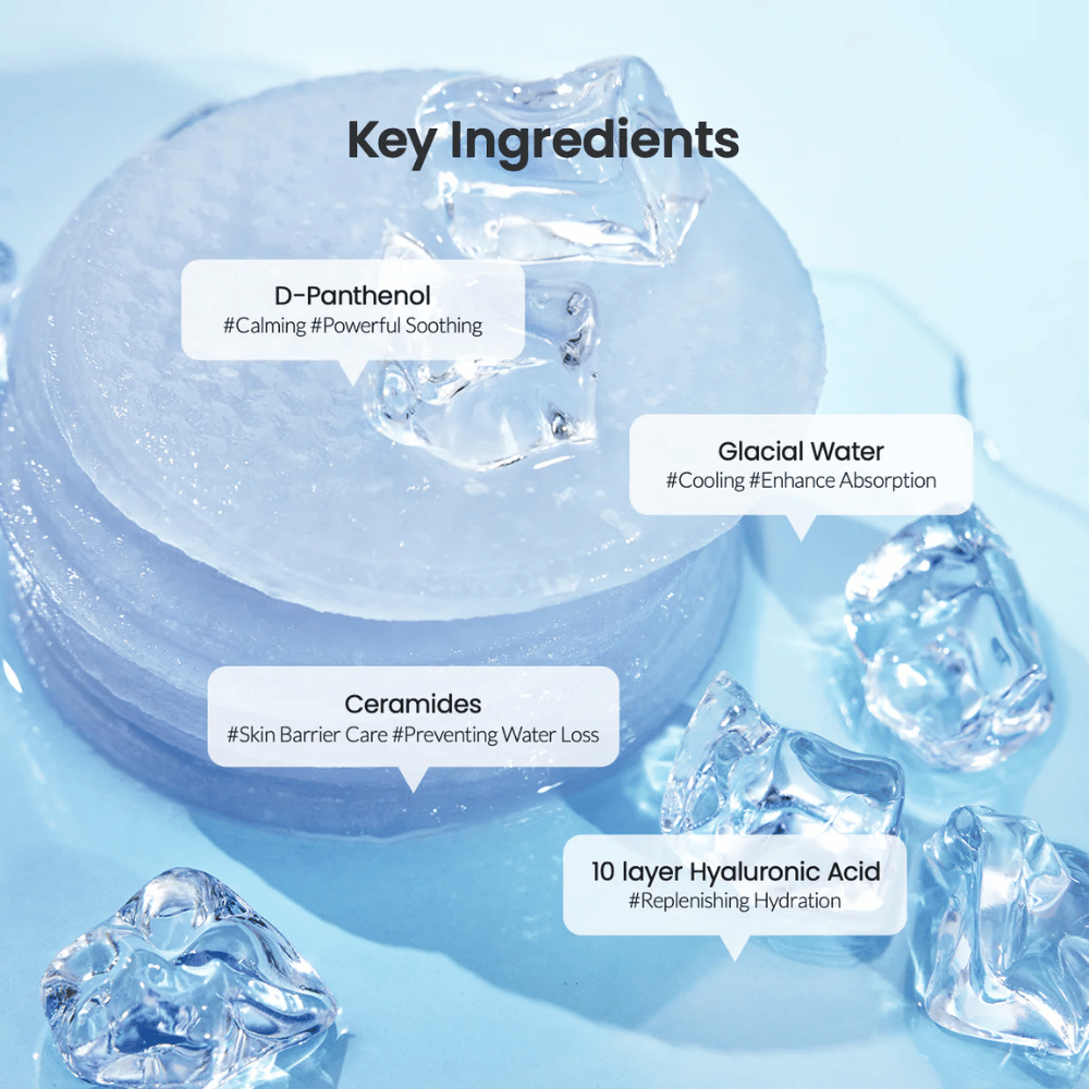 Ključne sestavine v Biodance Cera-Nol Gel Toner Pads

❄️ Ledeniška voda – Hladilni učinek, ki izboljšuje absorpcijo.
💧 10-plastna hialuronska kislina – Intenzivna globinska vlažnost.
🌿 D-Panthenol – Močno pomirja in krepi kožo.
🛡️ Ceramidi – Ščitijo kožno pregrado in preprečujejo izgubo vlage.

Popolno za hladilni in vlažilni zagon!