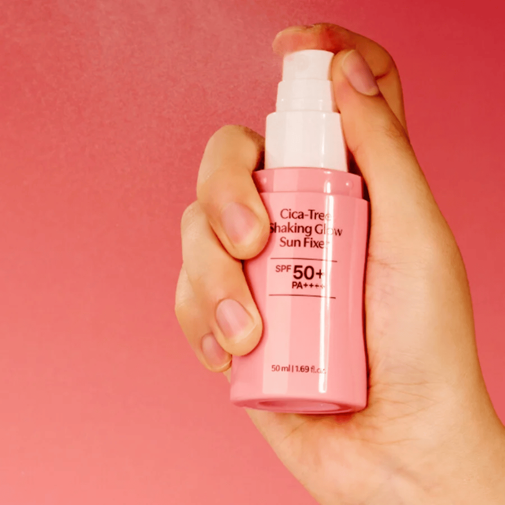 TAGE Cica-Tree Shaking Glow Sun Fixer SPF50+ – nanos korejske zaščite pred soncem s pršilko