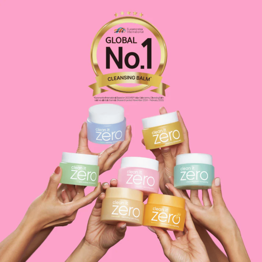 Clean It Zero čistilni balzami v več različicah, držani skupaj z oznako Global No.1 Cleansing Balm, priljubljeno korejsko čiščenje za vse tipe kože.