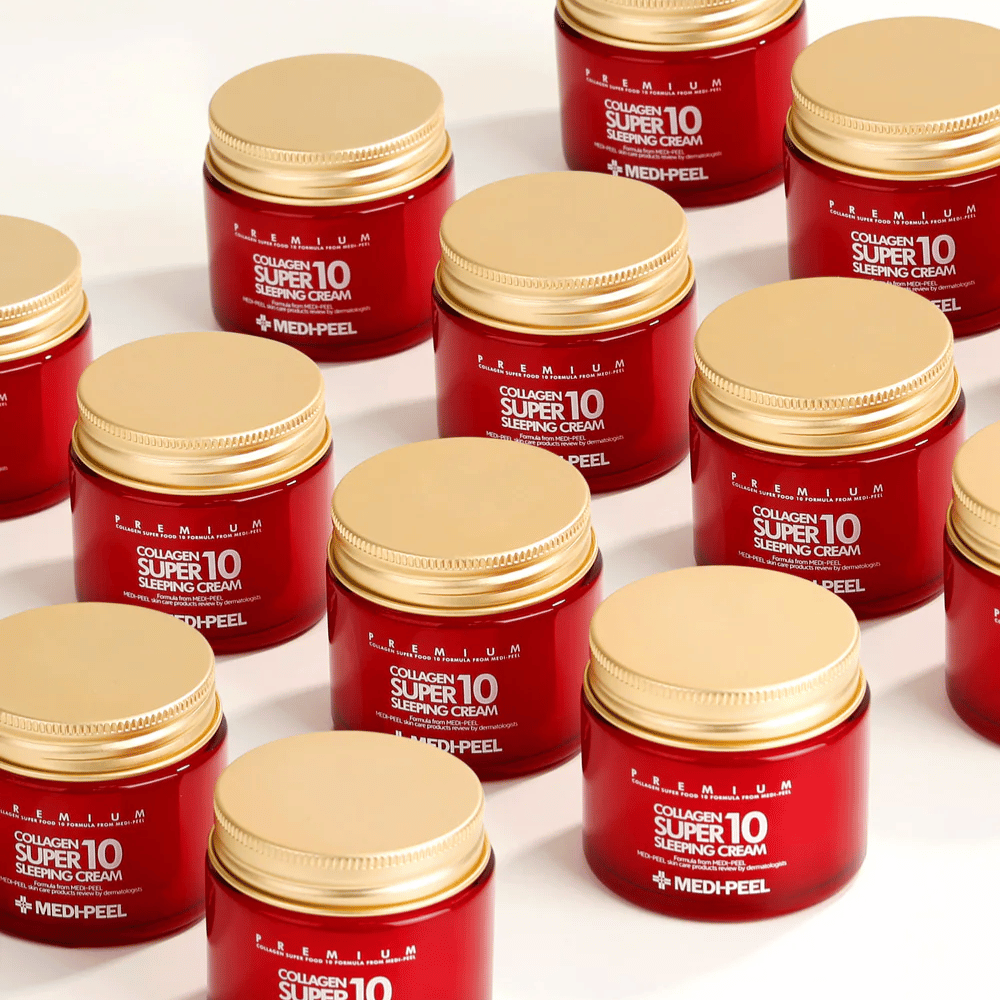 MEDI-PEEL Collagen Super 10 Sleeping Cream – priljubljena korejska nočna krema s kolagenom, ki izboljšuje elastičnost in sijaj kože.