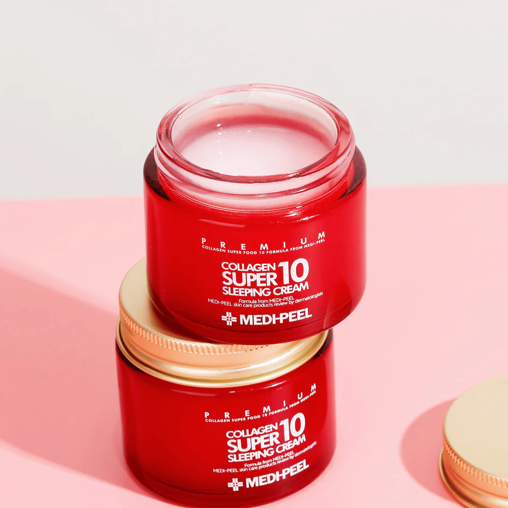 MEDI-PEEL Collagen Super 10 Sleeping Cream v premium embalaži – intenzivno vlažilna nočna krema s kolagenom za bolj čvrsto in gladko kožo.