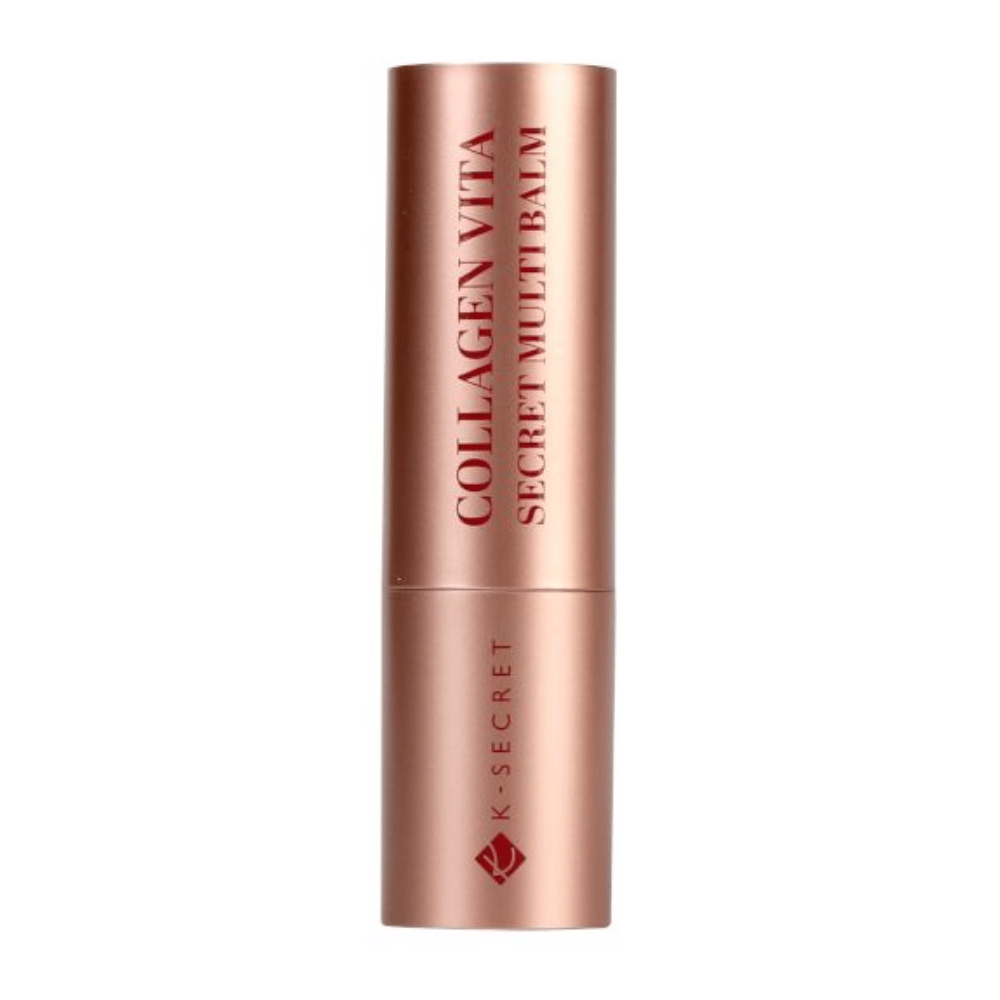 Rose zlata ohišje z besedilom ”Collagen Vita Secret Multi Balm” iz K-Secret.