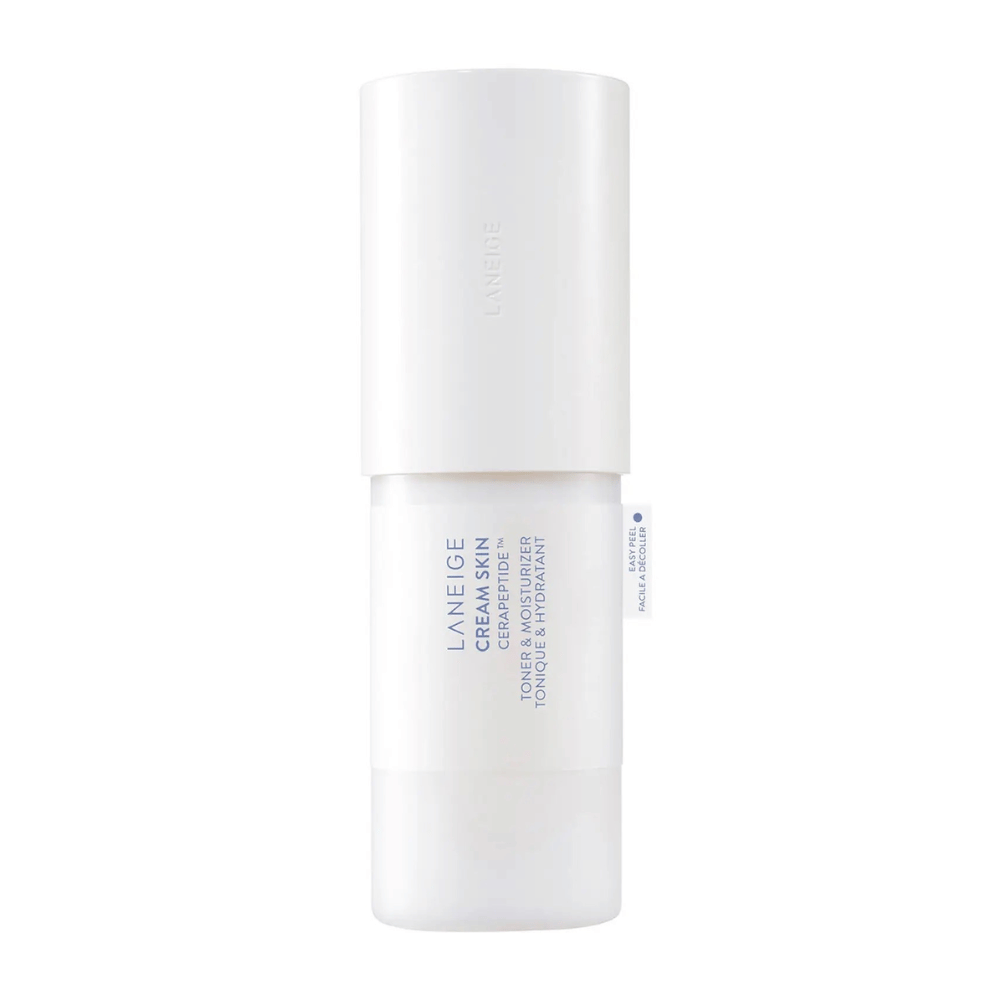 Laneige Cream Skin Cerapeptide Refiner v beli steklenički s črpalko. Izdelek združuje toner in vlažilno kremo, zasnovan za vlaženje in toniranje kože.