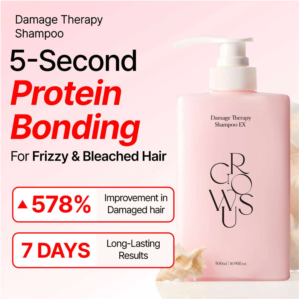 GROWUS Damage Therapy Shampoo EX z vezavo beljakovin za poškodovane, beljene in nakodrane lase