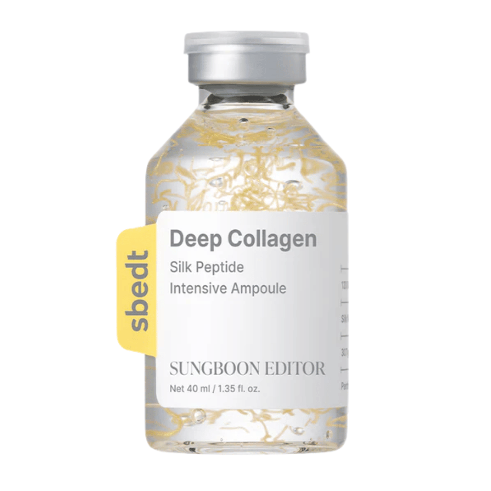 SUNGBOON EDITOR Deep Collagen Silk Peptide Intensive Ampoule – kolagenski serum s peptidi, ki krepijo kožno pregrado, vlažijo in dajejo koži čvrstejši in bolj mladosten videz.