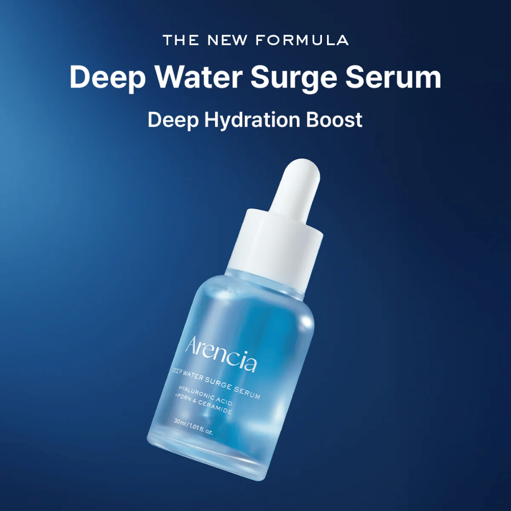 Arencia Deep Water Surge Serum – korejski vlažilni serum s hialuronsko kislino, PDRN in ceramidi, ki zagotavlja globinsko vlaženje, pomirja kožo in krepi kožno pregrado.