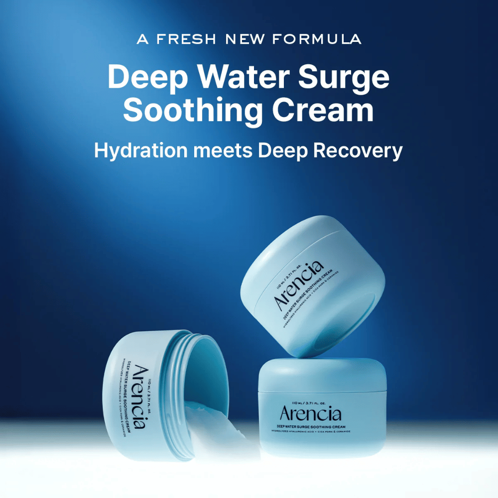 Arencia Deep Water Surge Soothing Cream – nova pomirjujoča in vlažilna krema za obraz, ki združuje intenzivno hidracijo z nego za obnovo kože.