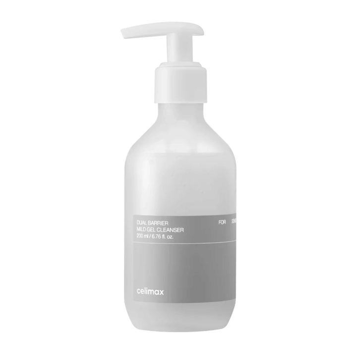 Celimax Dual Barrier Mild Gel Cleanser 200 ml – blag čistilni gel za obraz, ki nežno čisti, vlaži in pomaga ohranjati zaščitno pregrado kože.