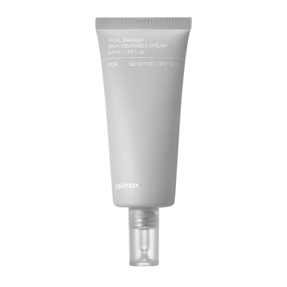 Celimax Dual Barrier Skin Wearable Cream za občutljivo in suho kožo, vlažilna krema za obraz, ki krepi kožno bariero in zmanjšuje draženje.