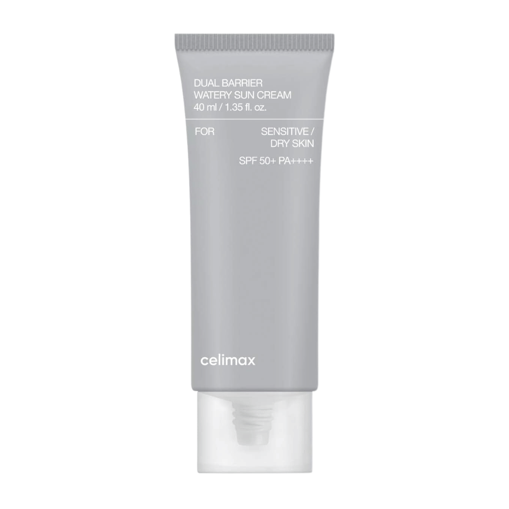 Celimax Dual Barrier Watery Sun Cream SPF50+ PA++++ 40 ml – vlažilna mineralna zaščita pred soncem za suho in občutljivo kožo s ceramidi in Aquatide.