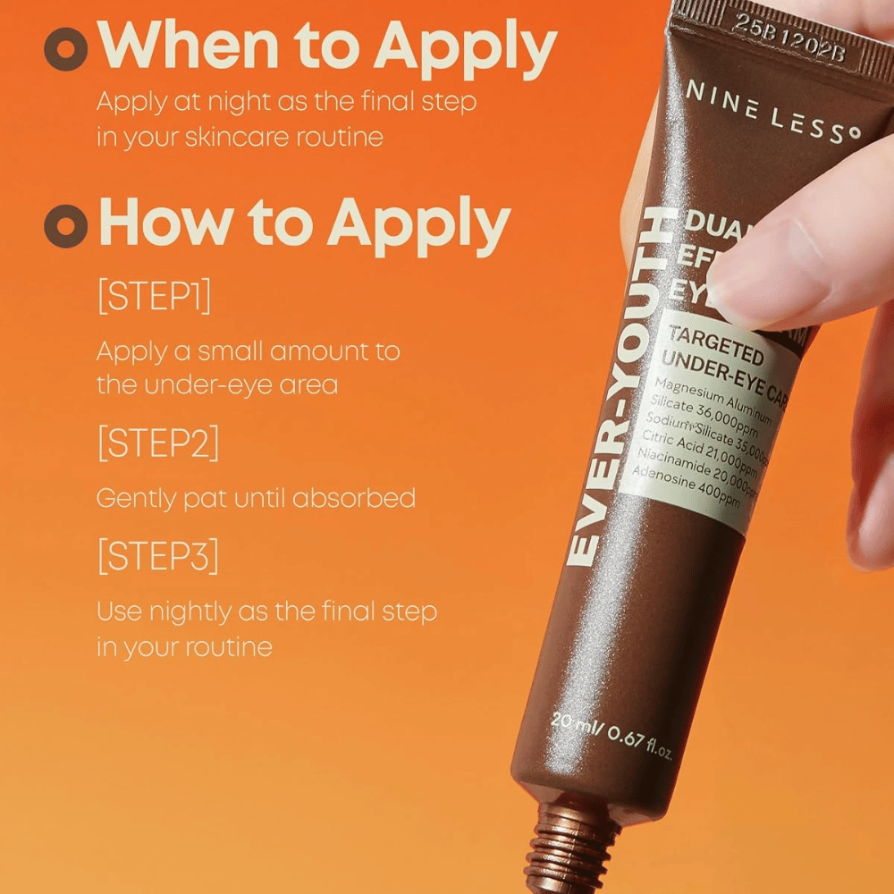 NINE LESS Ever-Youth Dual Effect Eye Cream – nanos kreme za predel okoli oči kot zadnji korak večerne rutine